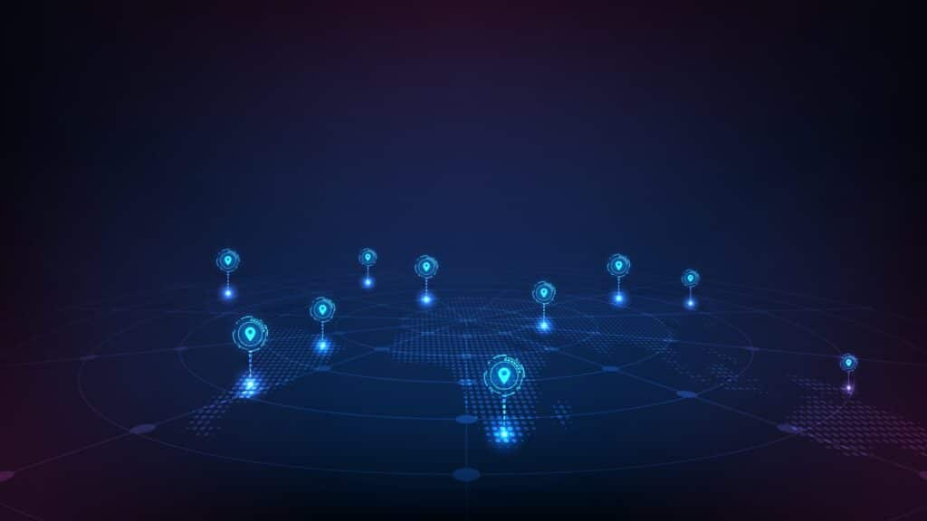 Gps,Tracking,Map.,Track,Navigation,Pins,With,World,Map.,Futuristic