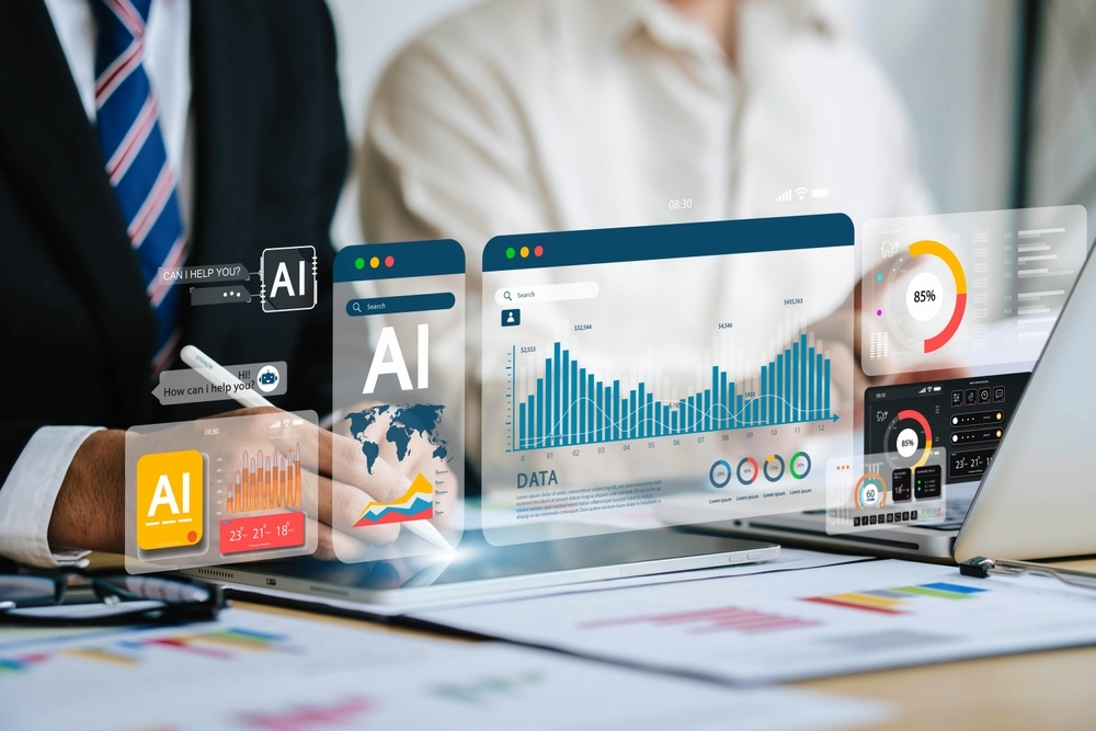 Business leader using AI to monitor performance across multiple retail locations